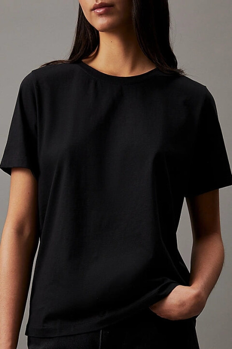 Kadın Ck Smooth Pamuklu T-Shirt - Siyah 