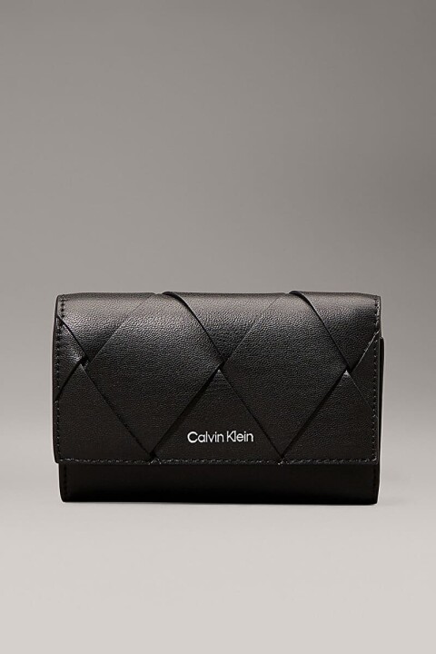 Kadın Ck Woven Küçük Trifold Cüzdan - Siyah 