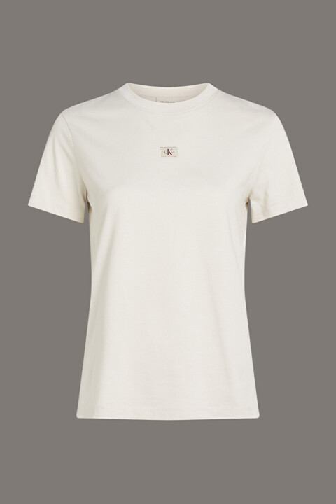 Kadın Ck Woven Label Regular T-Shirt - Beyaz 