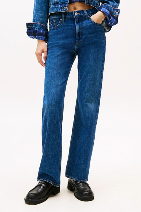 Kadın Cleo Orta Bel İspanyol Paça Jean Pantolon - Mavi 