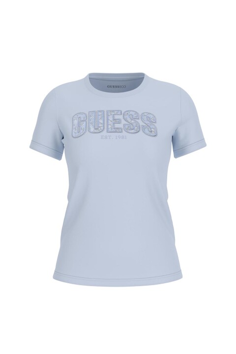 Kadın Cn SS Logo Lace T-Shirt - Mavi 