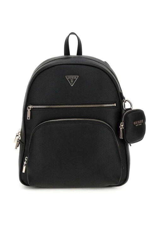 Kadın Cüzdan Aksesuarlı Çok Cepli Sırt Çantası - Siyah 