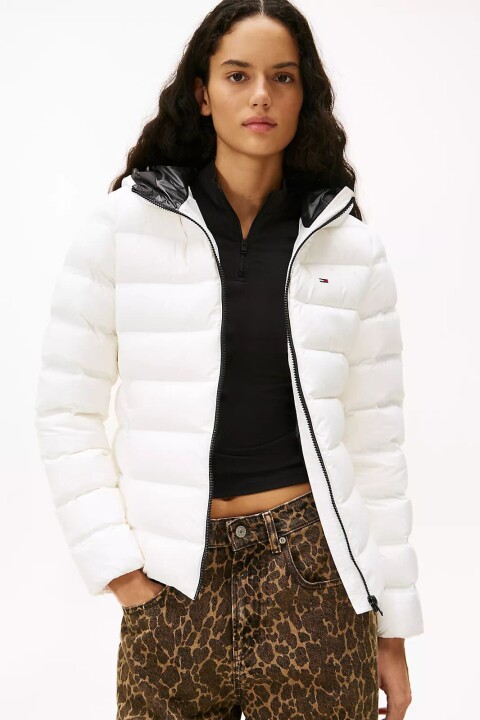 Kadın Dar Kalıp Kapüşonlu Kaz Tüyü Mont - Ekru 