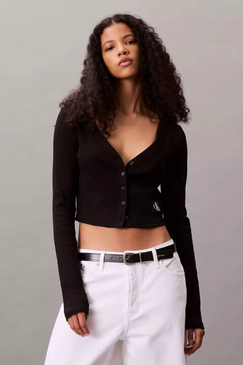 Kadın Dar Kalıp V Yaka Crop Hırka - Siyah 