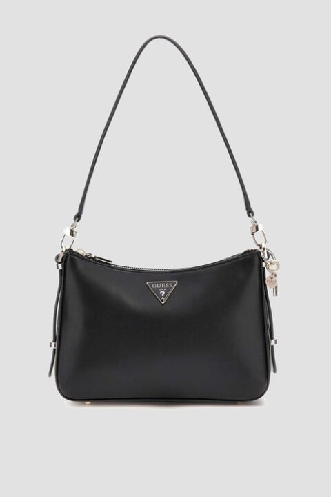 Kadın Daryna Marka Logolu Düz Deri Kısa Askılı Omuz Çantası - Siyah 