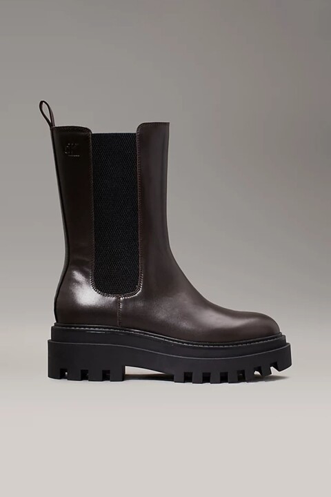 Kadın Deri Platform Chelsea Bot - Kahve 