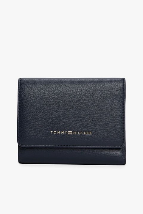 Kadın Dokulu Folyo Baskı Logolu Üç Katlı Cüzdan - Lacivert 