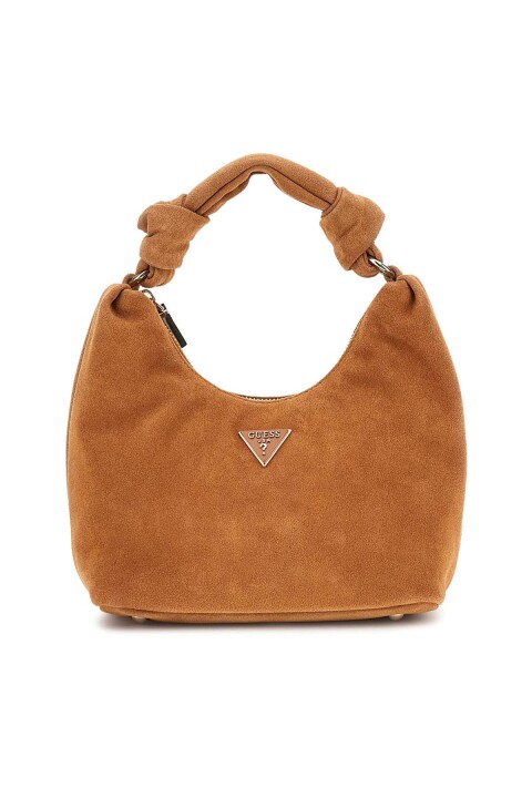 Kadın Düğümlü Saplı Süet Deri Omuz Çantası - Kahverengi 