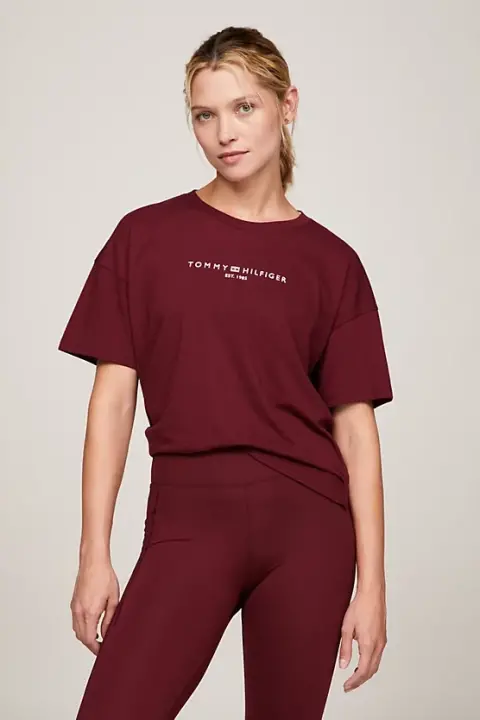 Kadın Ess Mini Corp Rahat Kesim T-Shirt - Bordo 