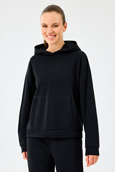 Kadın Essential Kapüşonlu Sweatshirt - Siyah 