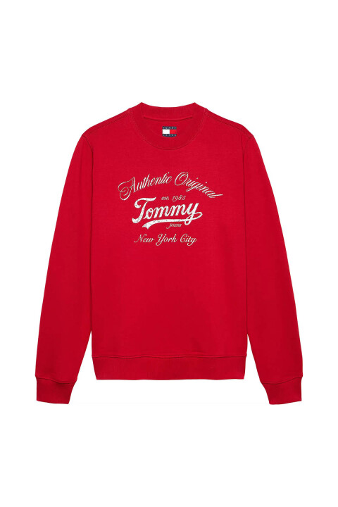  Kadın Essential Logo Regular Bisiklet Yaka Sweatshirt - Kırmızı 