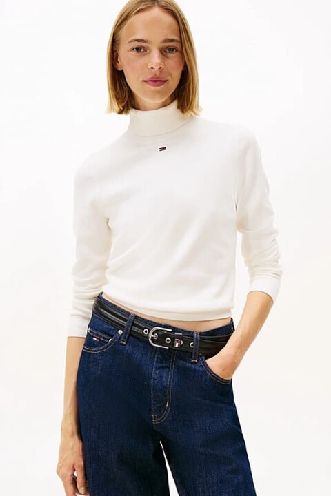 Kadın Essential Slim Fit Balıkçı Yaka Kazak - Kırık Beyaz 