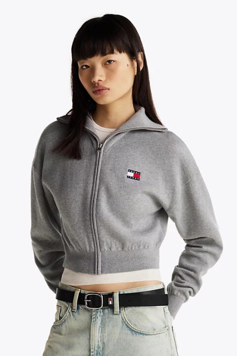 Kadın Fermuarlı Hırka - Gri 