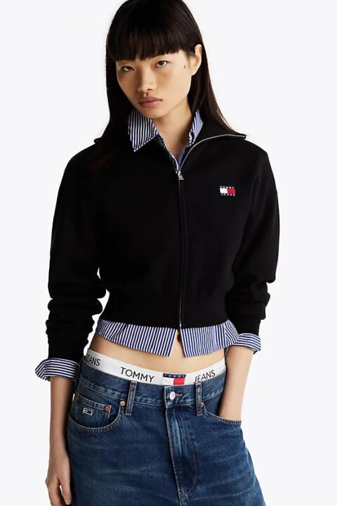 Kadın Fermuarlı Hırka - Siyah 