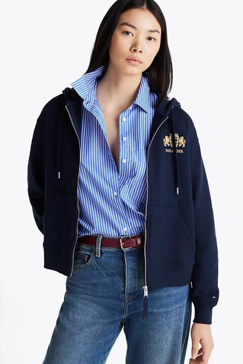 Kadın Fermuarlı Kapüşonlu Sweatshirt - Lacivert 