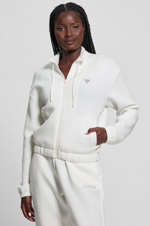 Kadın Fermuarlı Sweatshirt - Krem 