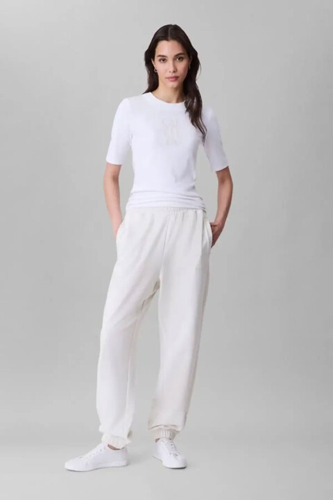 Kadın French Terry Logolu Eşofman Altı - Ekru 