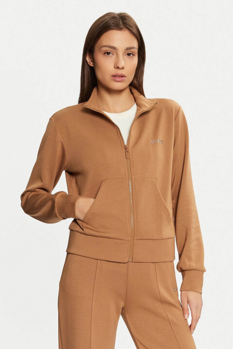 Kadın Gelsey Full Zip Logolu Sweatshirt - Camel 