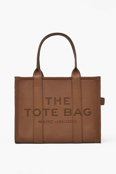 Kadın Tote Bag Geniş Boy Dokulu Kabartma Yazılı Omuz Çantası - Kahverengi 