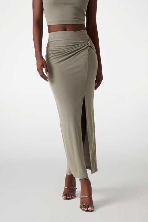 Kadın Gj Aimee Uzun Drapeli Kalem Etek - Yeşil 