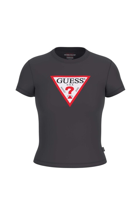 Kadın GJ CN Slim Üçgen Logo T-Shirt - Siyah 