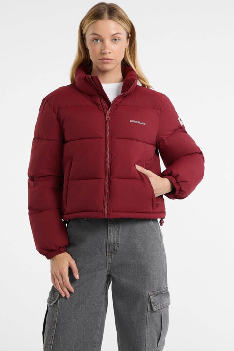 Kadın Gj Cropped Logolu Mont - Bordo 