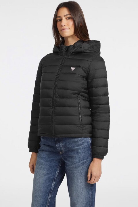 Kadın Gj Hooded Puffer Şişme Mont - Siyah 