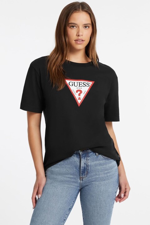 Kadın Gj İconic Logo T-Shirt - Siyah 