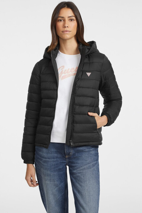 Kadın Gj Kapüşonlu Şişme Mont - Siyah 