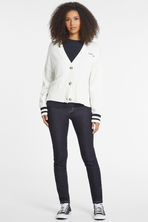 Kadın Gj Ls Vn Nakış İşleme Logolu Hırka - Beyaz 