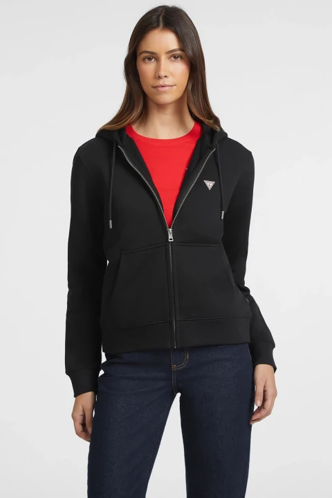 Kadın Gj Mini Yama Fermuarlı Sweatshirt - Siyah 