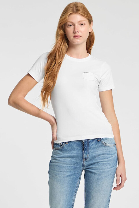 Kadın Gj Slim Fit Cepli T-Shirt - Beyaz 