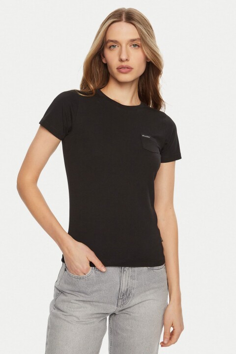 Kadın Gj Slim Fit Cepli T-Shirt - Siyah 