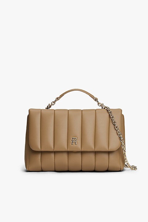 Kadın Grace Dikey Kapitoneli Medium Tote Omuz Çanta - Bej 