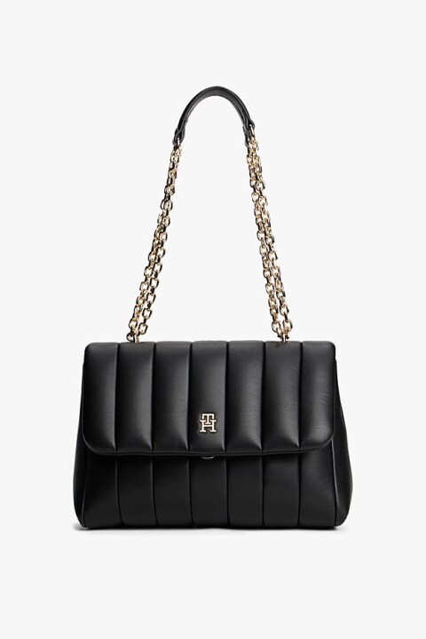 Kadın Grace Dikey Kapitoneli Medium Tote Omuz Çanta - Siyah 