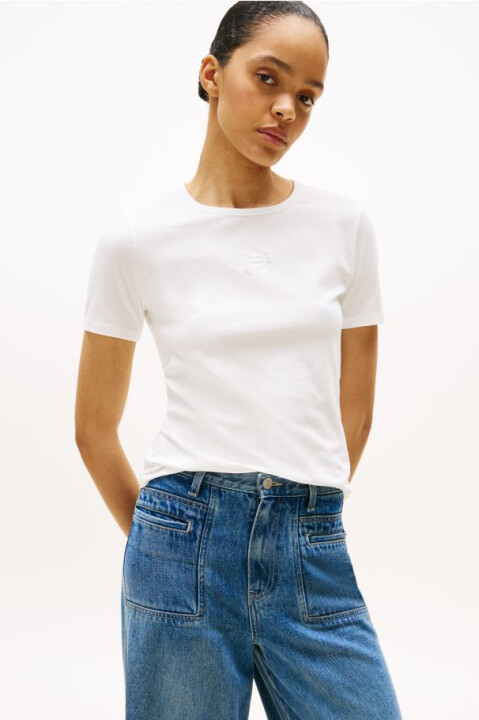 Kadın Grafik Baskılı Bisiklet Yaka T-Shirt - Ekru 