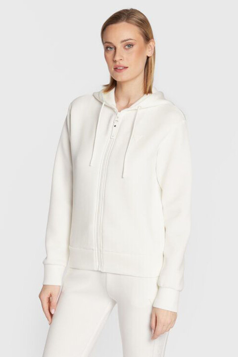 Kadın Allie Regular Fit Fermuarlı Kapüşonlu Scuba Sweatshirt - Krem 