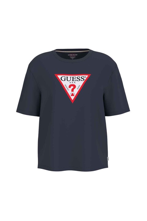 Kadın Guess Jeans CN Iconic T-Shirt - Lacivert 