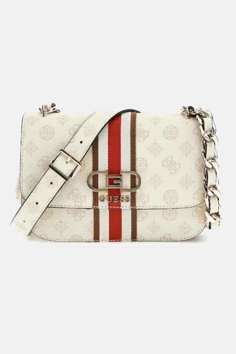 Kadın Guess Nelka 4G Ve Peony Logolu Çapraz Çanta - Krem 