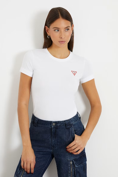 Kadın Üçgen Logolu T-Shirt / Beyaz 