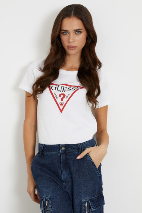 Kadın Üçgen Logolu T-Shirt / Beyaz 