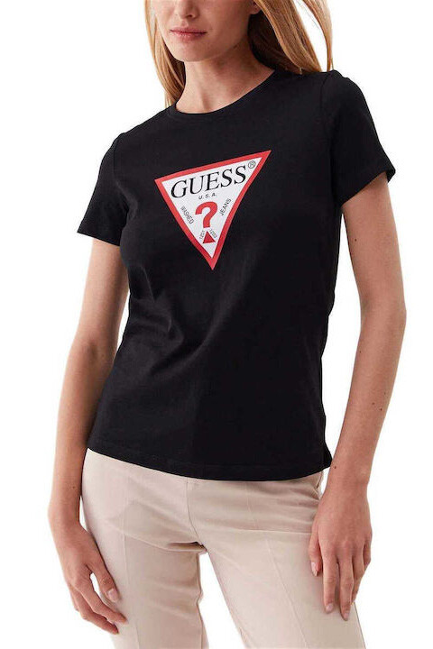 Kadın Üçgen Logolu T-Shirt / Siyah 