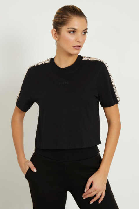 Kadın Yanı Logolu T-Shirt - Siyah 