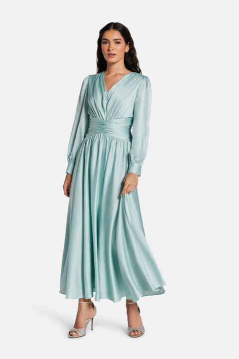 Kadın Helene Maxi Elbise - Su Yeşili 