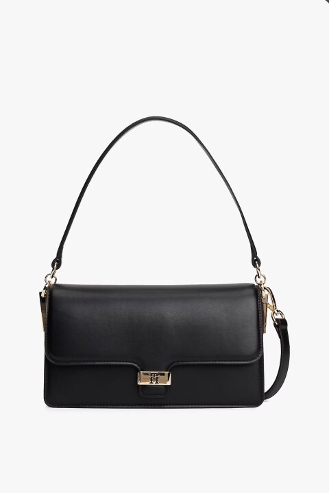 Kadın Heritage Kapaklı Metal Tokalı Omuz ve Çapraz Çanta - Siyah 