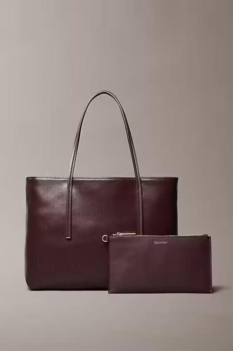 Kadın İç Çantalı Monogram Desenli Küçük Tote Omuz Çanta - Bordo 