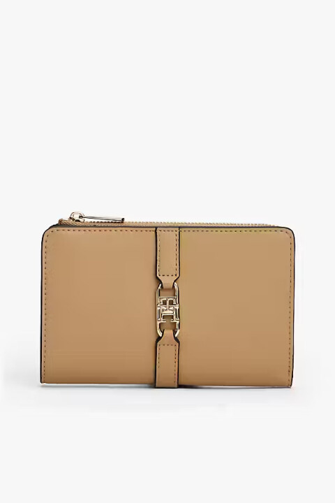 Kadın İki Katlı Metal Tokalı Cüzdan - Bej 