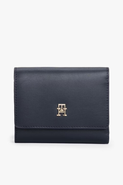 Kadın İkonik Logolu Üç Katlı Cüzdan - Lacivert 