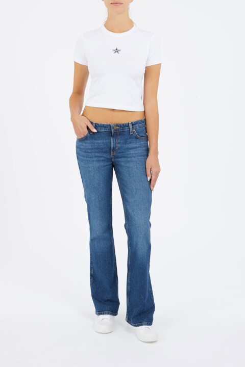 Kadın İspanyol Paça Regular Fit Jean Pantolon - Mavi 