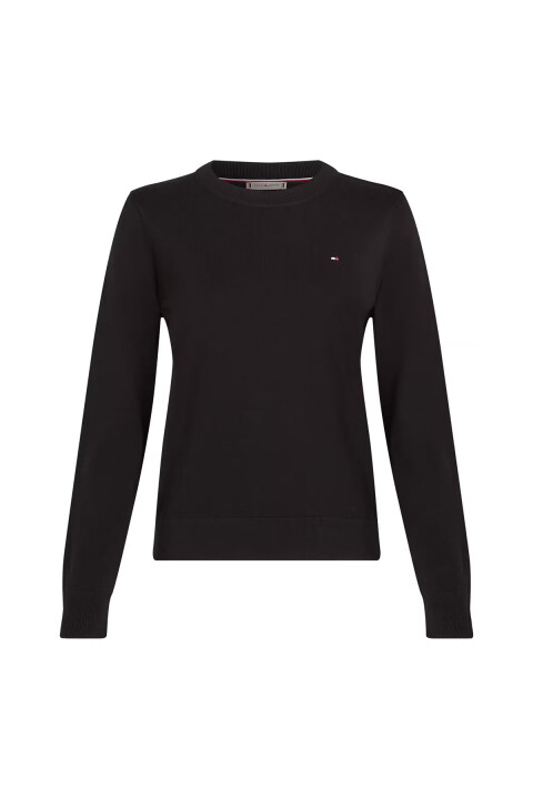 Kadın Jersey Stitch Bisiklet Yaka Uzun Kollu Kazak - Siyah 